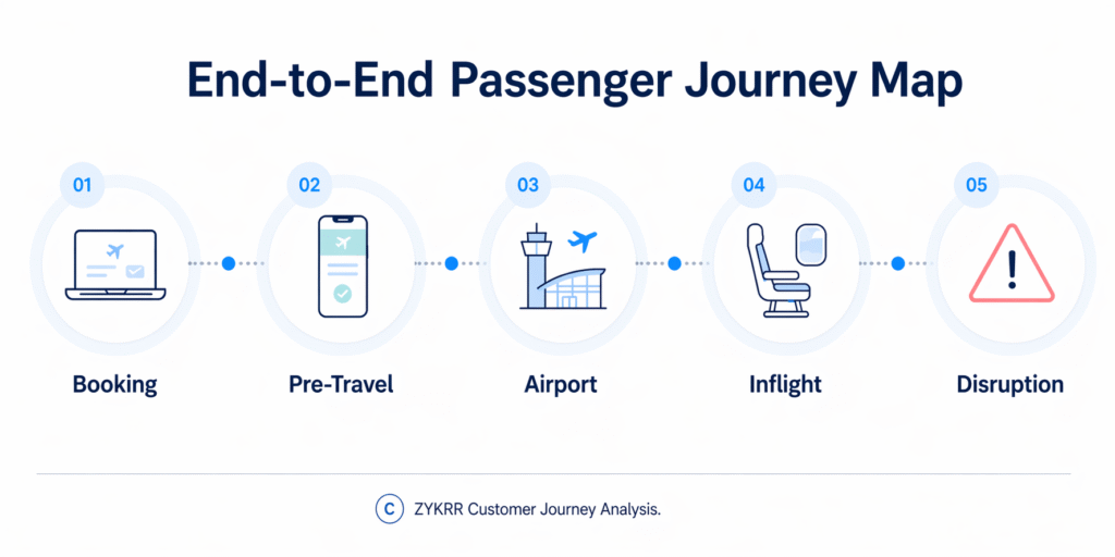 End-to-end five step passenger journey map